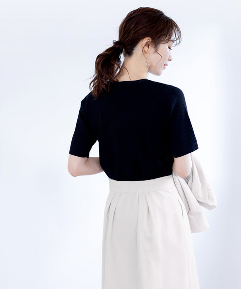 【アウトレット】Vネックボタンニットトップス