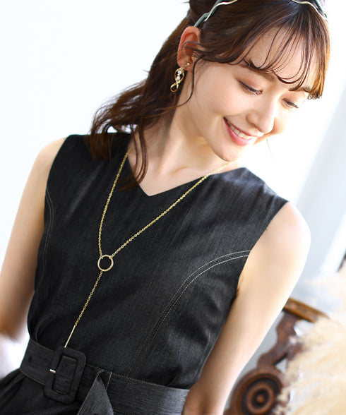 【日本製】キラキラ輝く石付きの大人カジュアルなフープ&バーネックレス