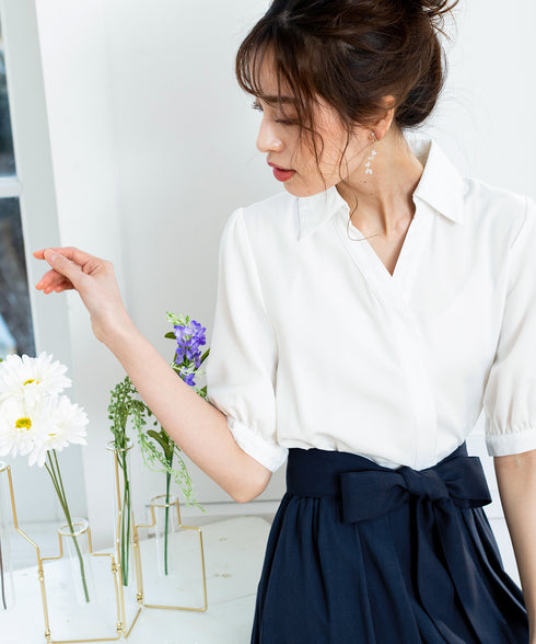 【アウトレット】小顔効果も叶えるスキッパーシャツワンピース