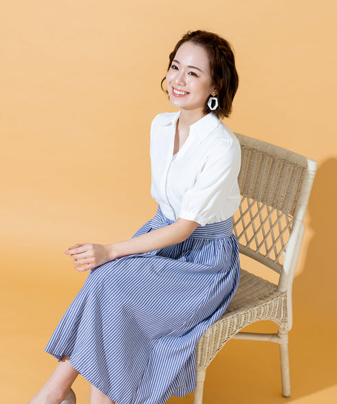 【アウトレット】小顔効果も叶えるスキッパーシャツワンピース