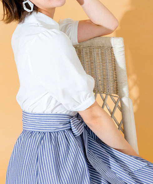 【アウトレット】小顔効果も叶えるスキッパーシャツワンピース