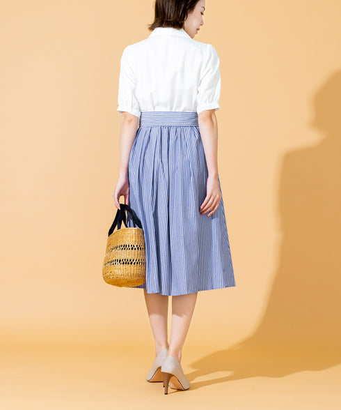 【アウトレット】小顔効果も叶えるスキッパーシャツワンピース