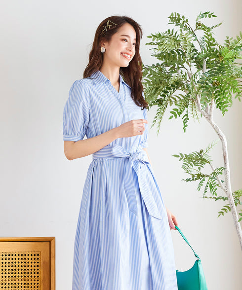 【アウトレット】小顔効果も叶えるスキッパーシャツワンピース