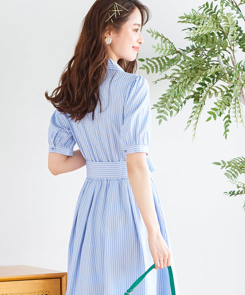 【アウトレット】小顔効果も叶えるスキッパーシャツワンピース