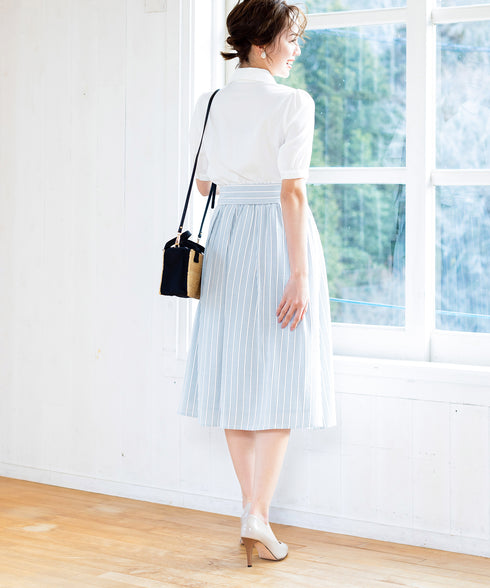 【アウトレット】小顔効果も叶えるスキッパーシャツワンピース