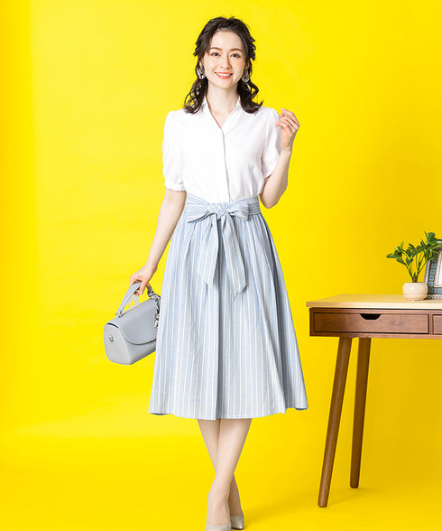 【アウトレット】小顔効果も叶えるスキッパーシャツワンピース