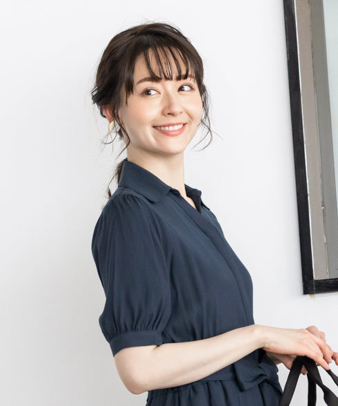 【アウトレット】小顔効果も叶えるスキッパーシャツワンピース