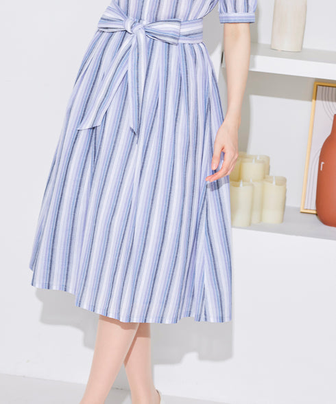 【アウトレット】小顔効果も叶えるスキッパーシャツワンピース