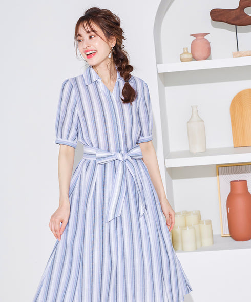 【アウトレット】小顔効果も叶えるスキッパーシャツワンピース