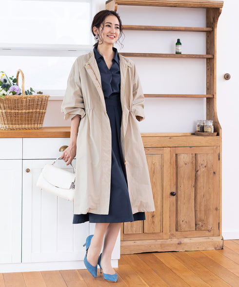 【アウトレット】小顔効果も期待できるスキッパーシャツワンピース