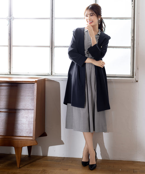 【アウトレット】小顔効果も期待できるスキッパーシャツワンピース