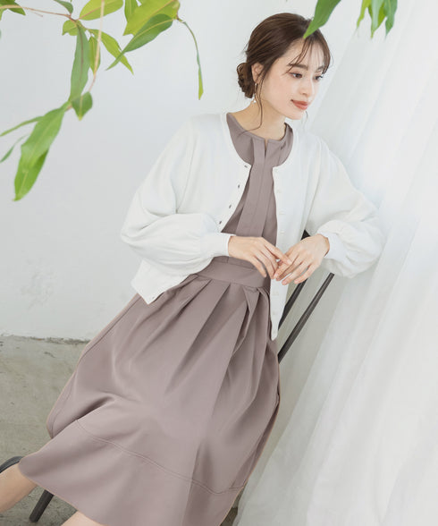 【新色追加】 キーネックフレアワンピース