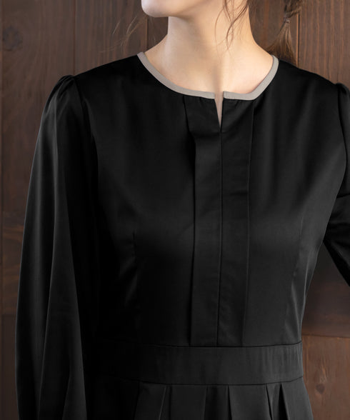 【新色追加】 キーネックフレアワンピース