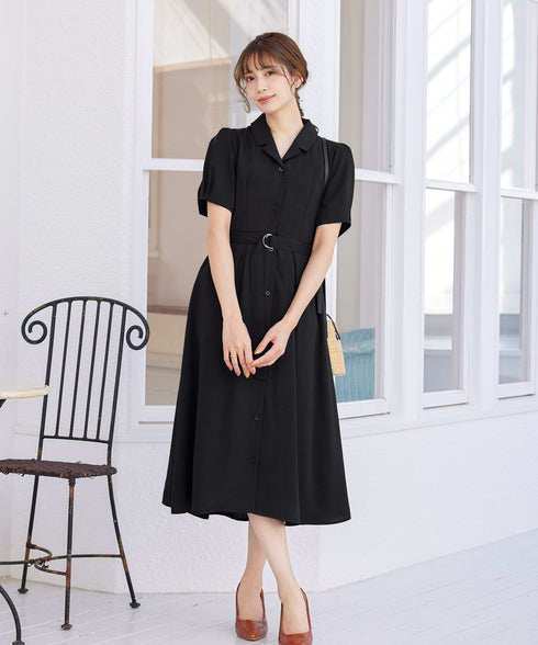 【アウトレット】開襟シャツワンピース