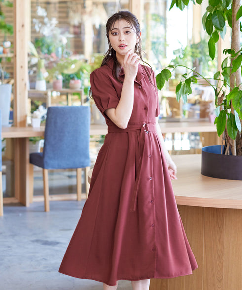 【アウトレット】開襟シャツワンピース