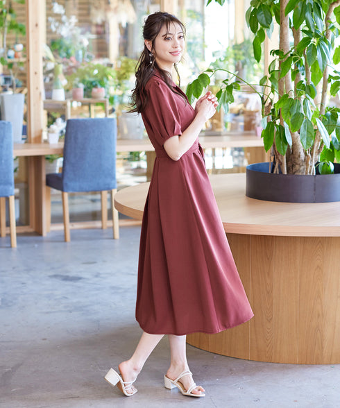 【アウトレット】開襟シャツワンピース