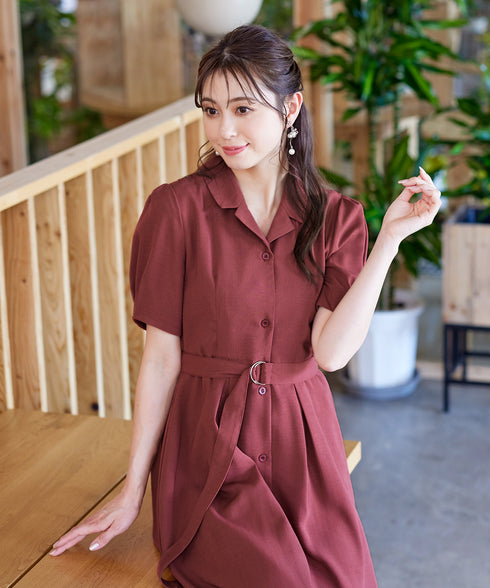 【アウトレット】開襟シャツワンピース