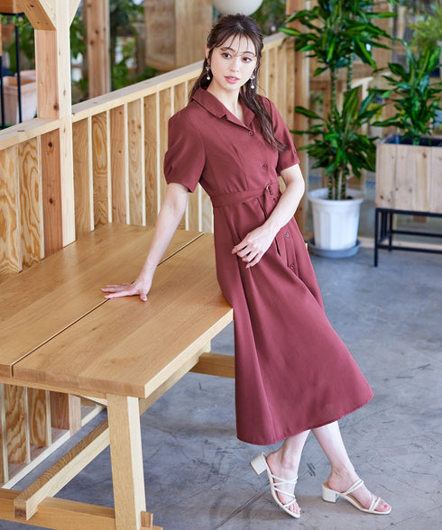 【アウトレット】開襟シャツワンピース
