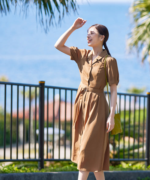 【アウトレット】開襟シャツワンピース