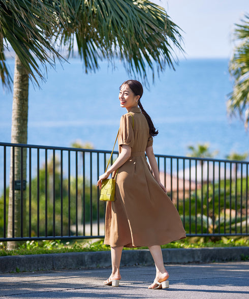 【アウトレット】開襟シャツワンピース