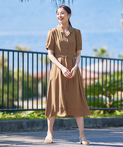 【アウトレット】開襟シャツワンピース