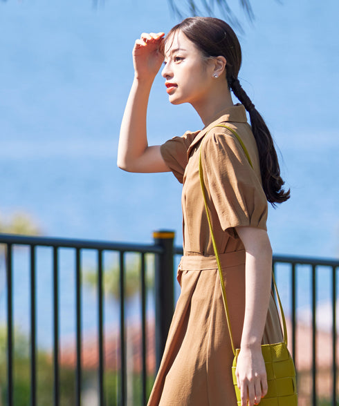 【アウトレット】開襟シャツワンピース