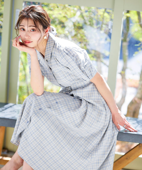 【アウトレット】開襟シャツワンピース