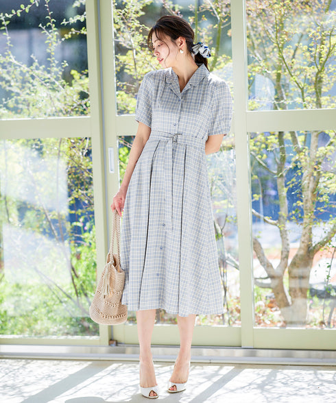 【アウトレット】開襟シャツワンピース