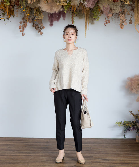 【安田美沙子さん着用】T/R両面起毛ストレッチパンツ