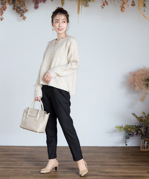 【安田美沙子さん着用】T/R両面起毛ストレッチパンツ