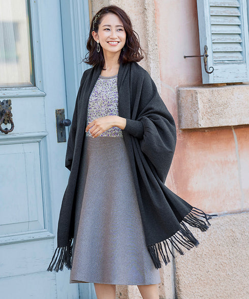 【アウトレット】羽織るだけでお洒落度UPのストール風カーディガン