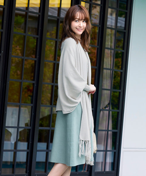 【アウトレット】羽織るだけでお洒落度UPのストール風カーディガン