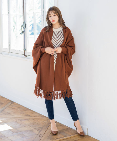 【アウトレット】羽織るだけでお洒落度UPのストール風カーディガン