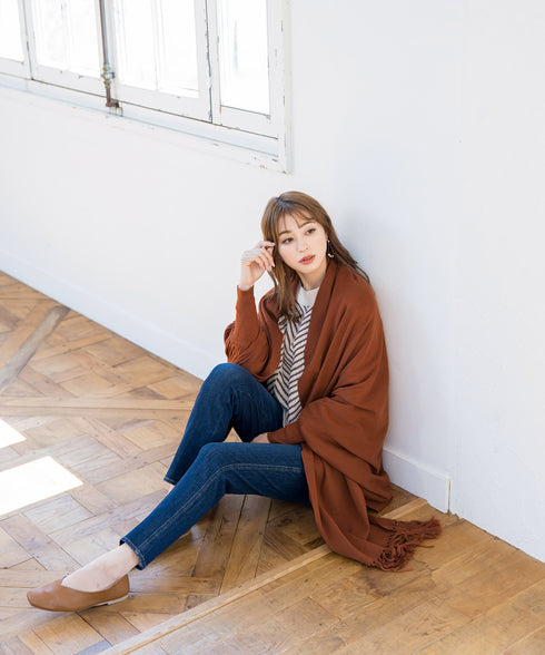 【アウトレット】羽織るだけでお洒落度UPのストール風カーディガン