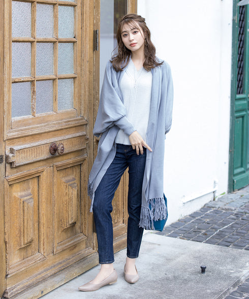 【アウトレット】羽織るだけでお洒落度UPのストール風カーディガン