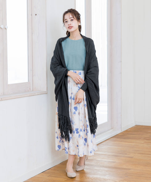【アウトレット】羽織るだけでお洒落度UPのストール風カーディガン