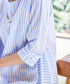【アウトレット】リボンスリーブストライプチュニックブラウス