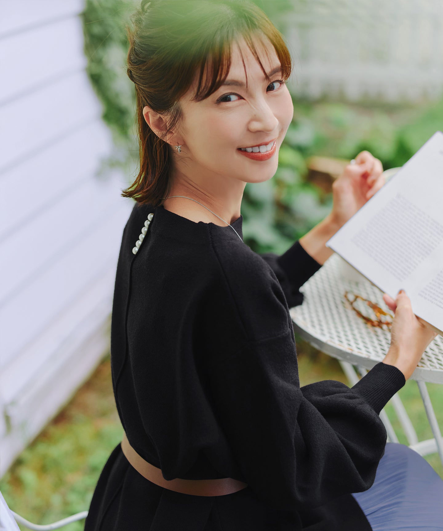 安田美沙子さん着用】ボリュームパフスリーブニットチュニック – Tiaclasse