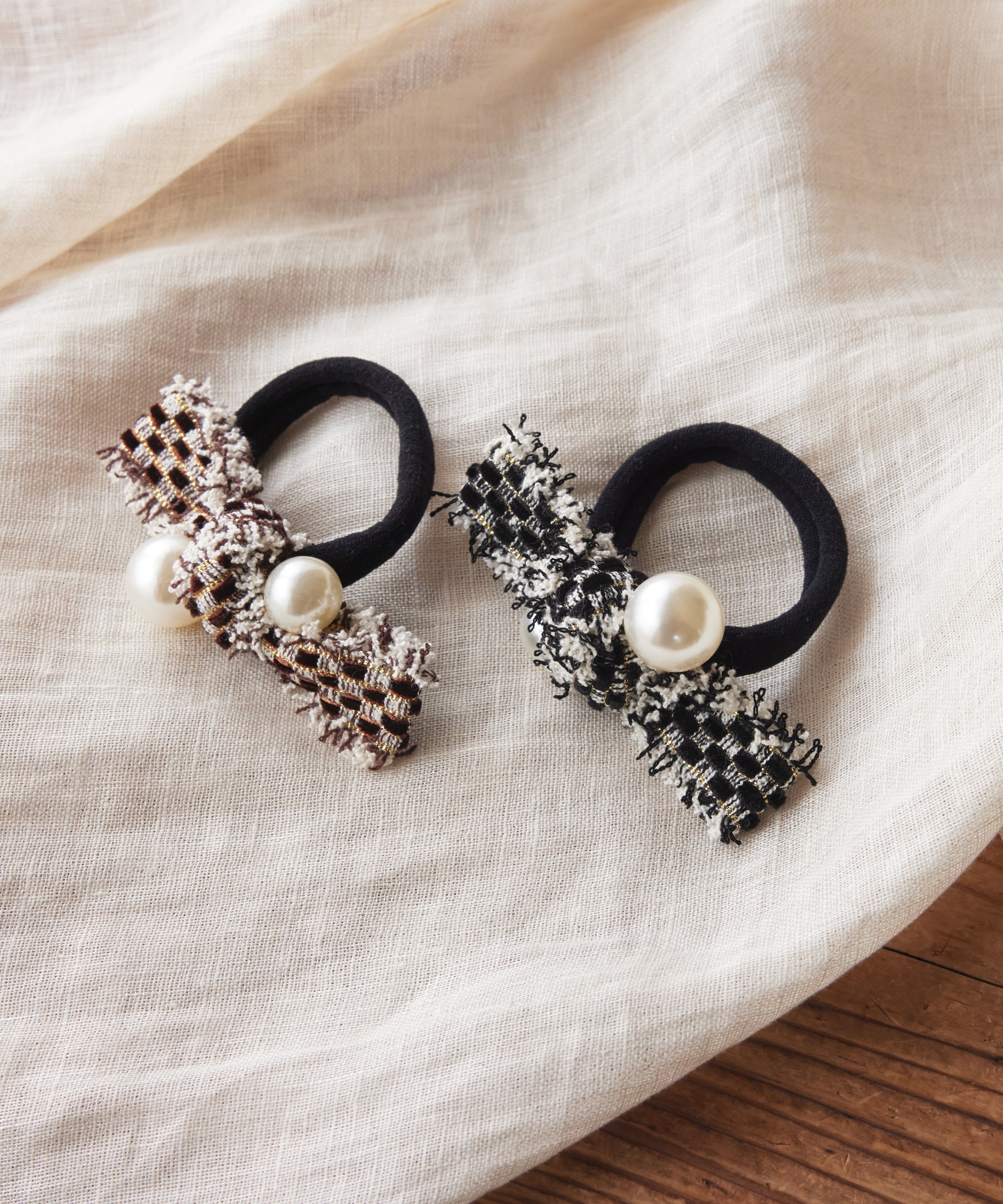 パール×ツイードリボンヘアゴム – Tiaclasse