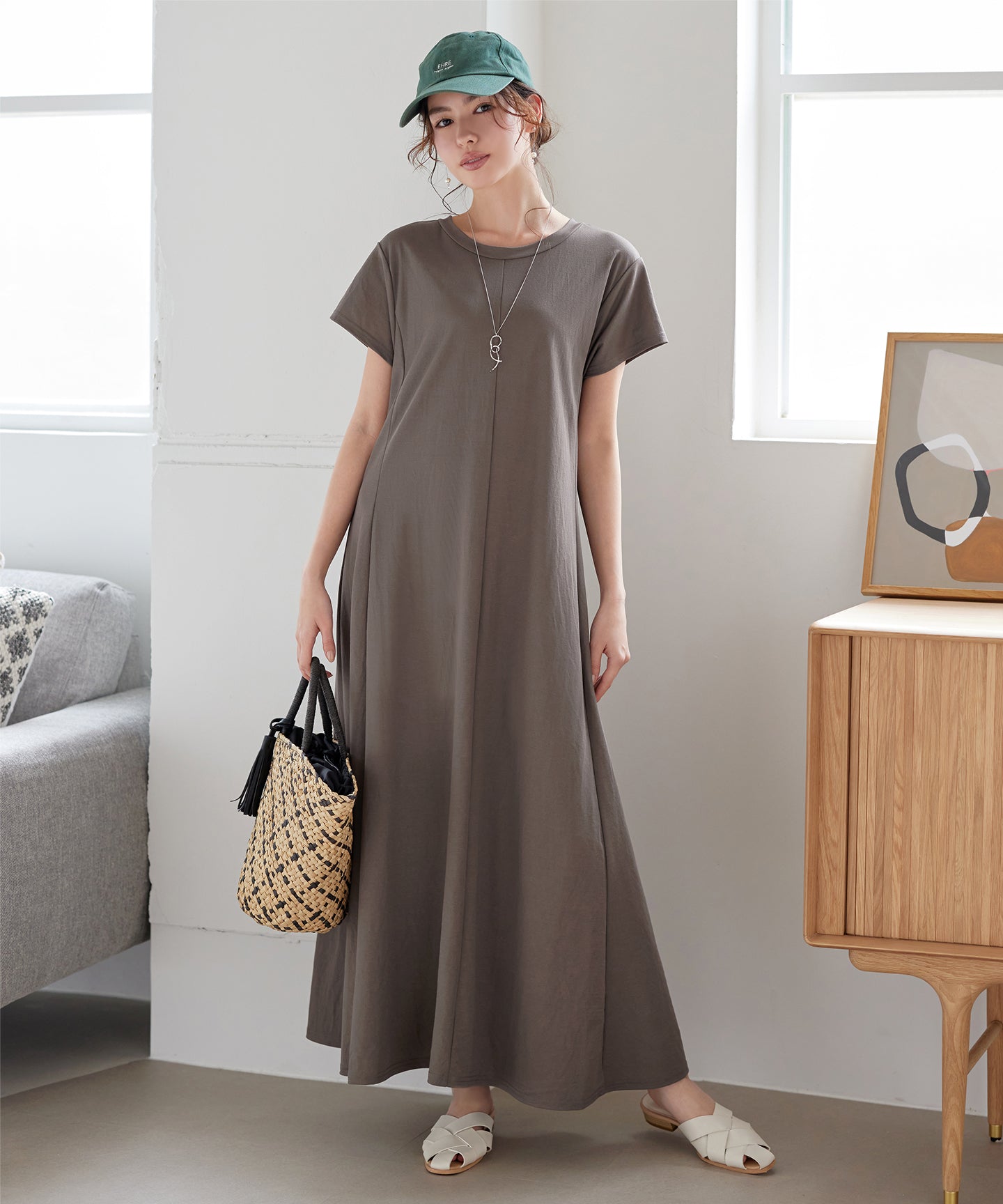 Leilian モザイク調 カットソー ロングワンピース 洗える 9号 近年 レリアン | レリアン公式オンラインストア