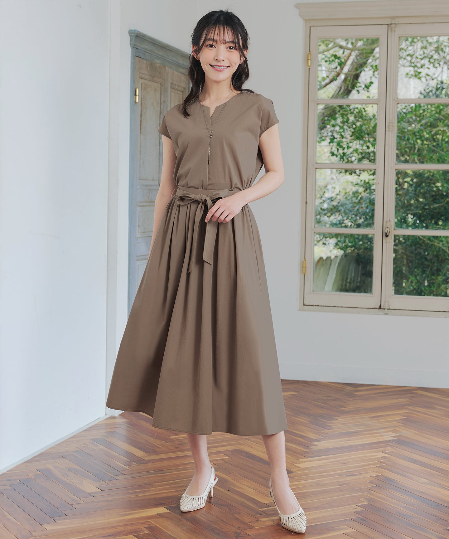 トップス&スカートセット】ストレッチタフタセットアップ