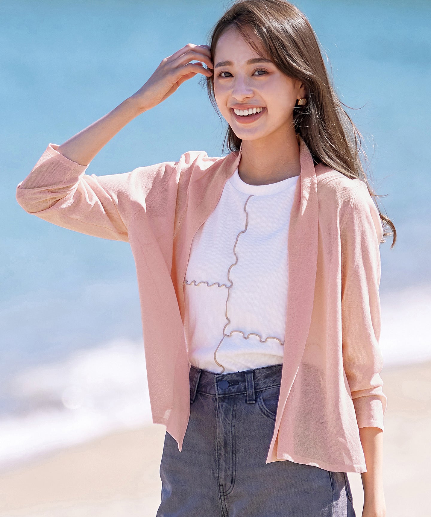 着物ショートカーデ 小倉優子さん着用・UVケア・接触冷感】ショートトッパー