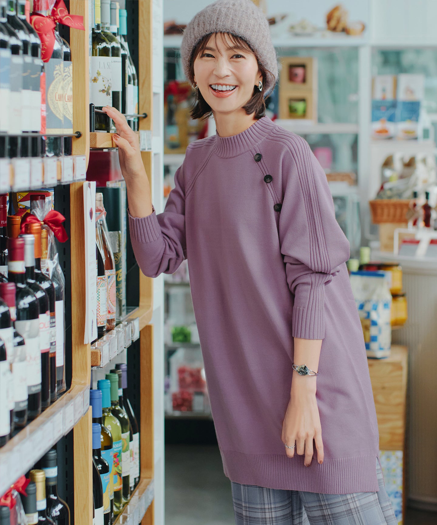 安田美沙子さん着用 / 選べる2type】ボタンニットチュニック – Tiaclasse