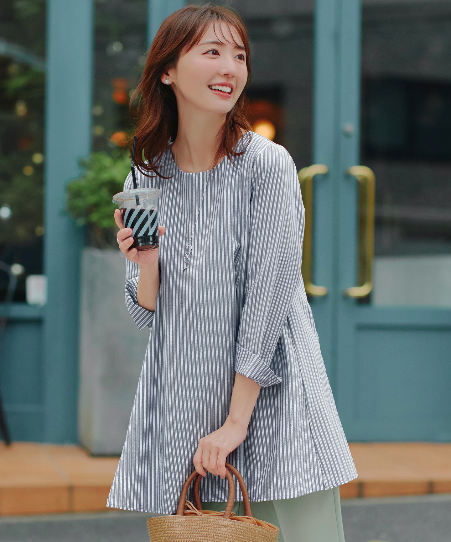 おのののかさん着用/半袖&7分袖選べる袖丈】バックフレアチュニック